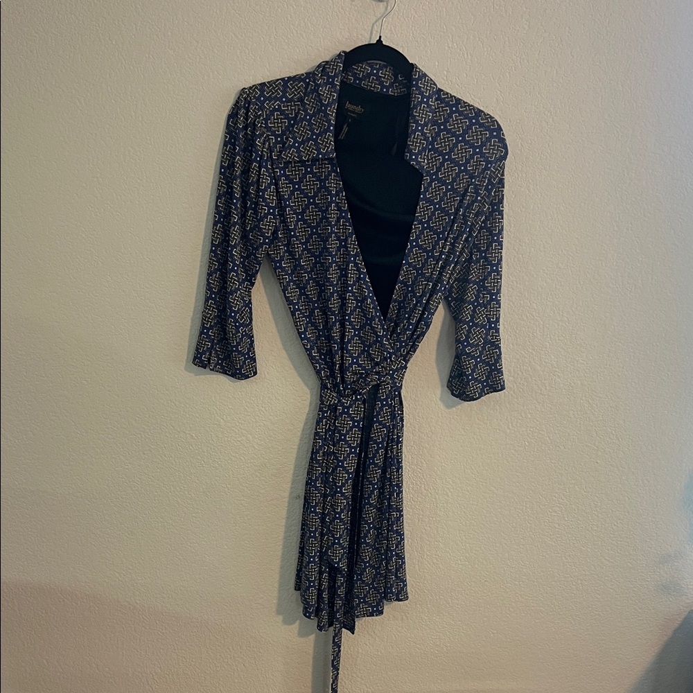 Laundry By Shelli Segal Geometric Blue and White Dress